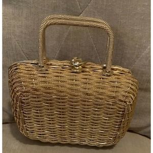 VINTAGE GOLD HOOK- LOCK MINI "EMILY IN PARIS" STYLE HANDBAG PURSE